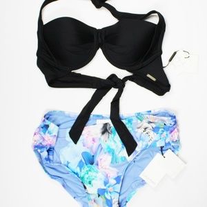 CALVIN KLEIN  Black Underwire Bikini Top And Ruche